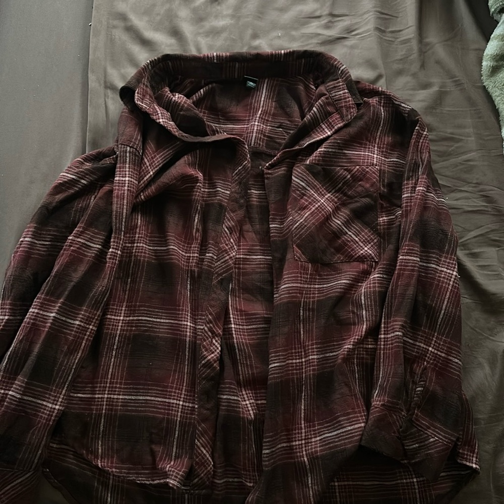 Wild Fable Maroon Button-Up Flannel size 2XL
